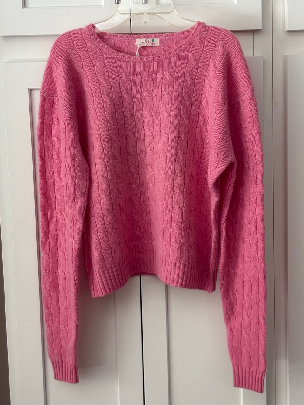Cashmere Women’s Cable Knit Pink Sweater